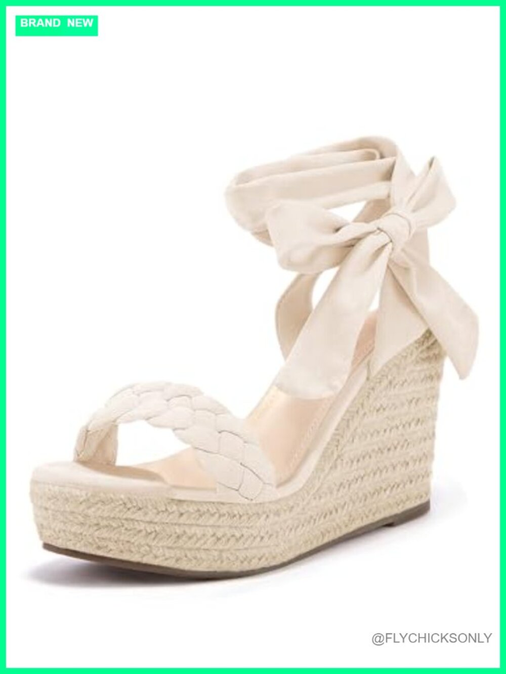 Braided Wedge Espadrille Sandals Lace Up Slingback Open Toe Platform Heeled